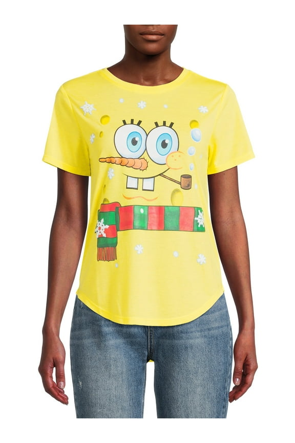 SpongeBob SquarePants Women's Christmas T-Shirt with Short Sleeves