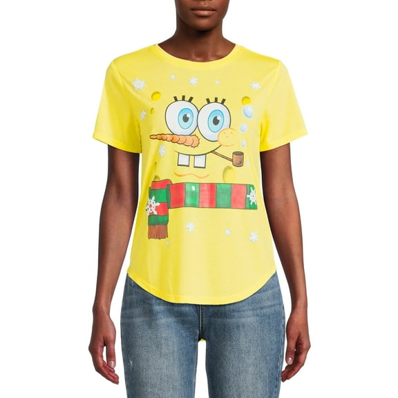 SpongeBob SquarePants Women's Christmas T-Shirt with Short Sleeves