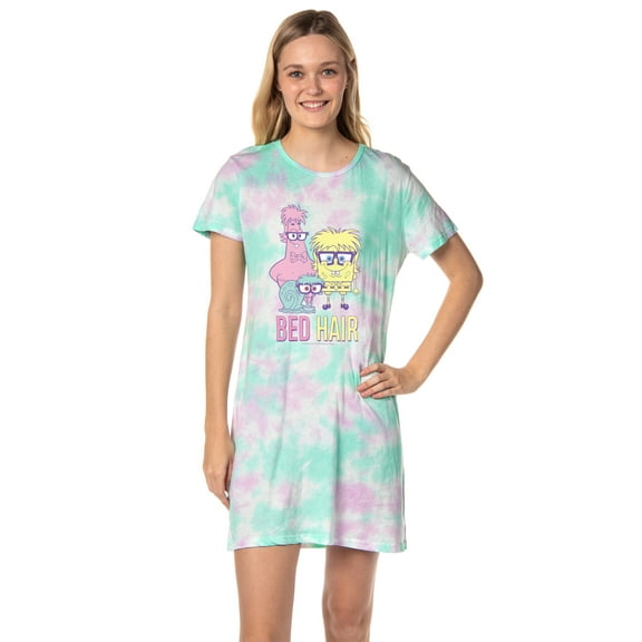 SpongeBob SquarePants Women's Patrick Bed Hair Nightgown Sleep Pajama Shirt