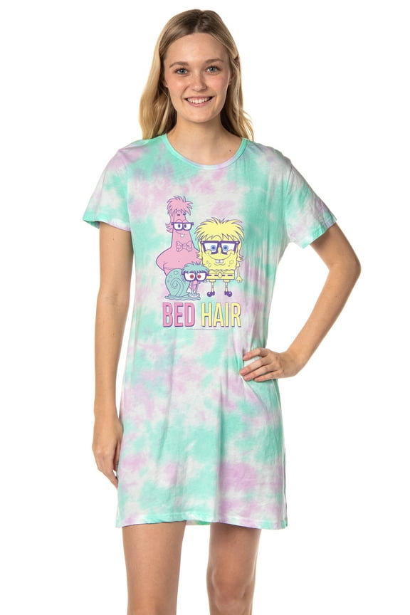 SpongeBob SquarePants Women's Patrick Bed Hair Nightgown Sleep Pajama Shirt
