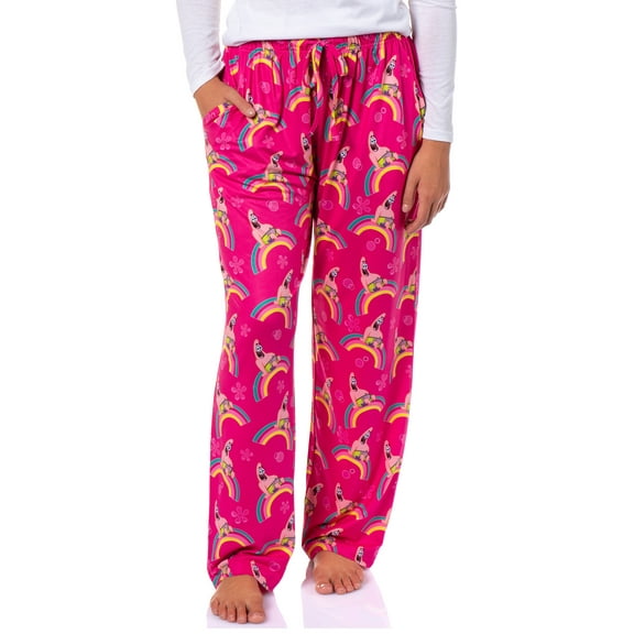 SpongeBob SquarePants Women's Patrick Rainbow Tossed Print Sleep Pajama Pants For Adults