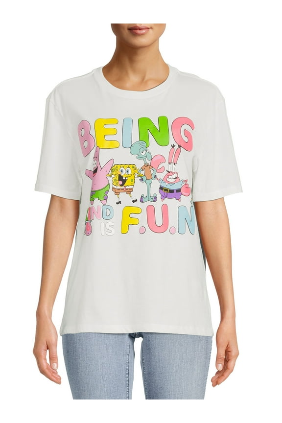 SpongeBob SquarePants Women's Puff Ink Graphic Tee with Short Sleeves
