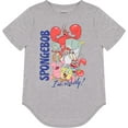 thumbnail image 1 of SpongeBob SquarePants Ladies Fashion Shirt Curved Hem Tee Heather Grey, Medium, 1 of 7