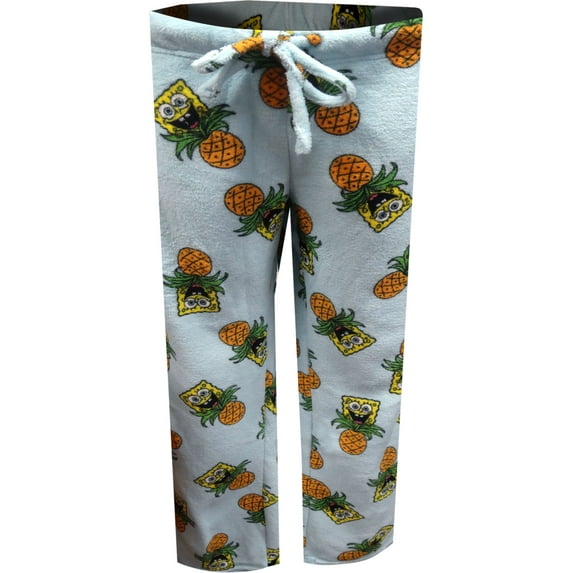 SpongeBob SquarePants Womens SpongeBob and Pineapples Plush Junior Cut Lounge Pants (Small)