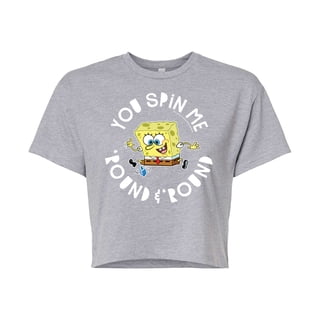 SpongeBob SquarePants - You Spin Me Round And Round - Juniors Cropped Cotton Blend T-Shirt