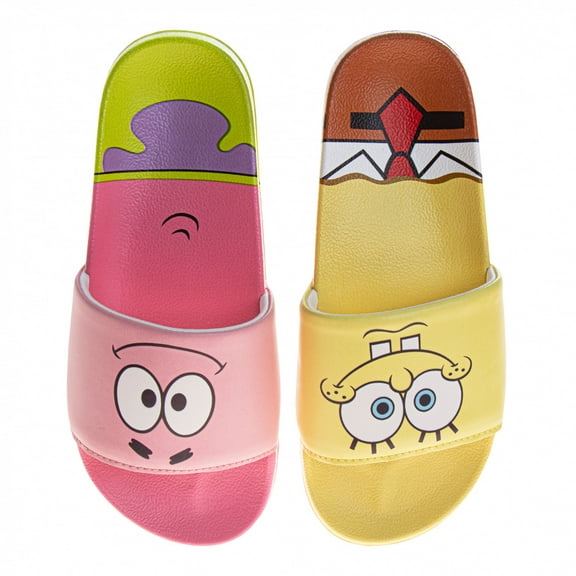 SpongeBob SquarePants and Patrick Mismatch Kid's Slide Sandals-Size 2-3