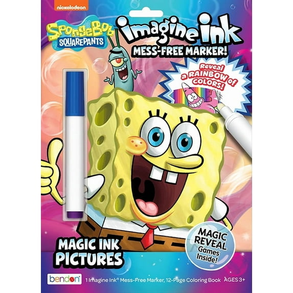 SpongeBob Squarepants 12-Page Imagine Ink Coloring Book with Mess Free Markers, Paperback by Bendon