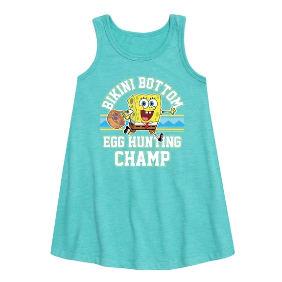 SpongeBob Squarepants - Bikini Bottom Egg Hunting Champ - Toddler and Youth Girls A-line Dress