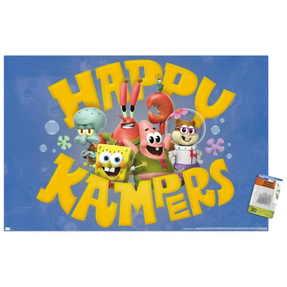 SpongeBob Squarepants : Kamp Koral - Happy Kampers Wall Poster with Pushpins, 22.375" x 34"
