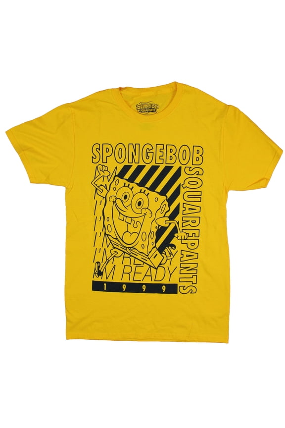 SpongeBob Squarepants Mens T-Shirt  - 1999 Rushing I'm Ready Bob Image (Large)
