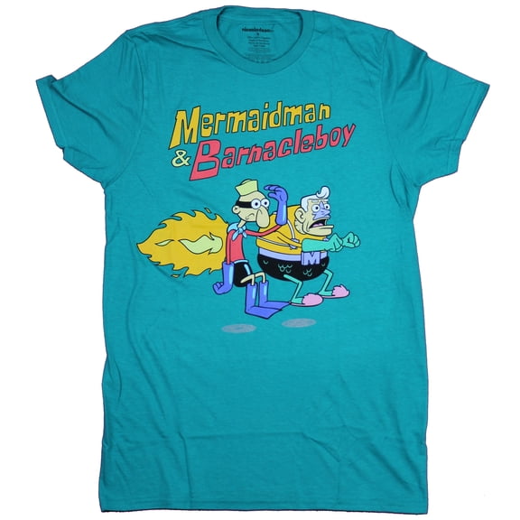 SpongeBob Squarepants Mens T-Shirt - Mermaidman & Barnacle Boy Duo Image (Small)