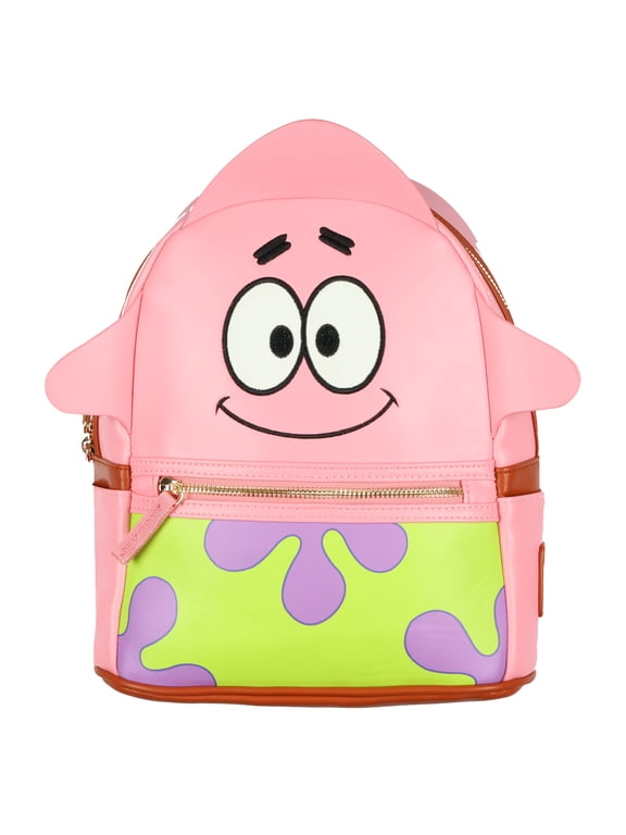SpongeBob Squarepants Mini Backpack Patrick Embroidered Face with 3D Star Rays Purse Travel Bag 11"