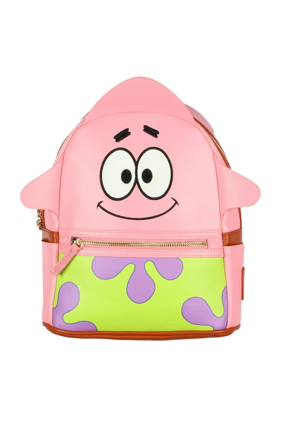 SpongeBob Squarepants Mini Backpack Patrick Embroidered Face with 3D Star Rays Purse Travel Bag 11"