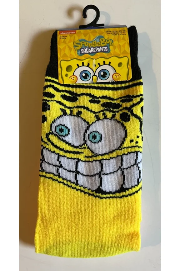 SpongeBob Squarepants Novelty Crew Socks Unisex Size 6-12