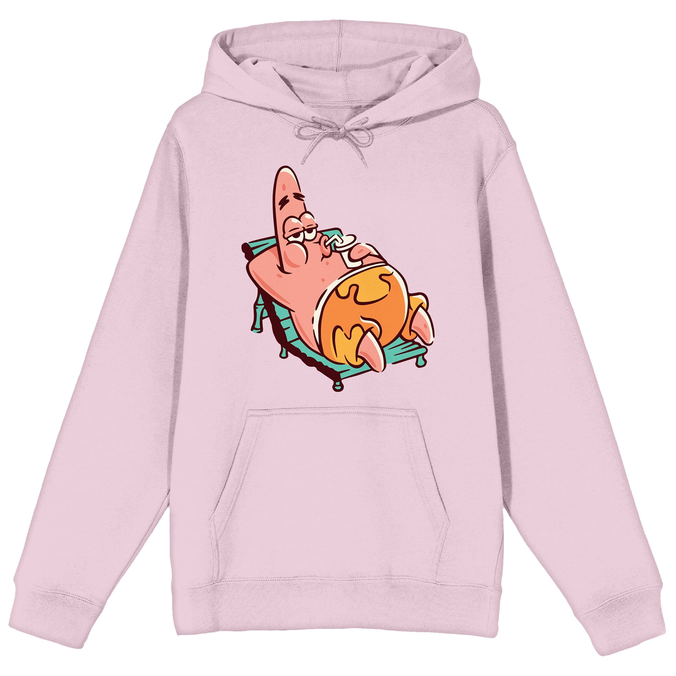 SpongeBob Squarepants Patrick Star Lounging Adult Pink Hoodie-Large ...