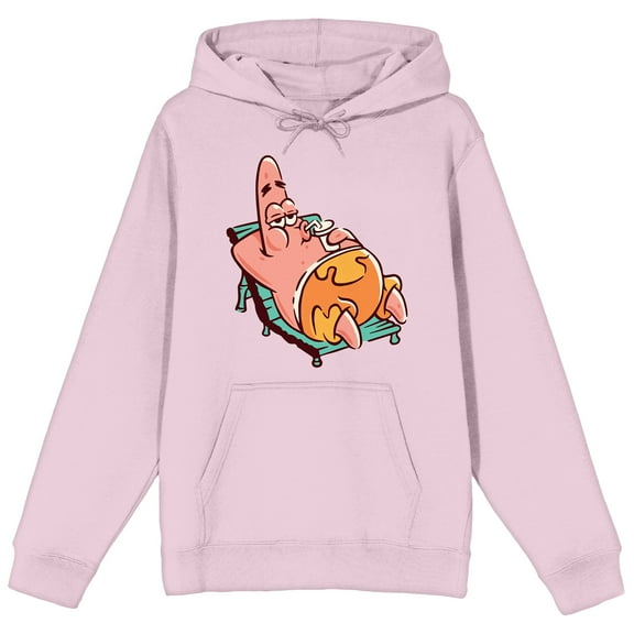 SpongeBob Squarepants Patrick Star Lounging Adult Pink Hoodie-Medium