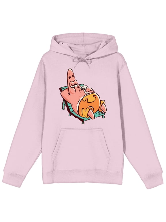 SpongeBob Squarepants Patrick Star Lounging Adult Pink Hoodie-Small