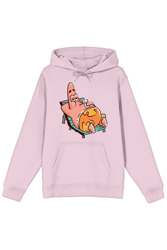 SpongeBob Squarepants Patrick Star Lounging Adult Pink Hoodie-Small