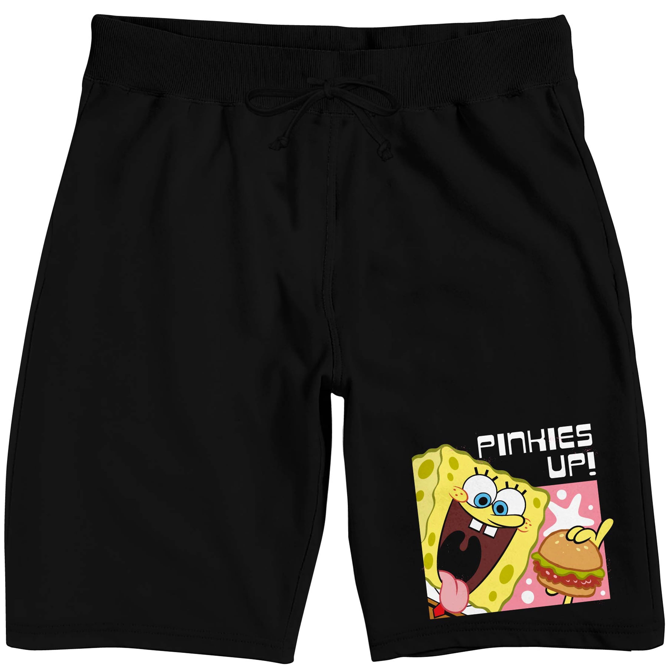 SpongeBob Squarepants Pinkies Up Men's Black Graphic Sleep Shorts-Small ...