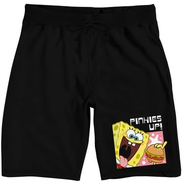 SpongeBob Squarepants Pinkies Up Men's Black Graphic Sleep Shorts-XXL