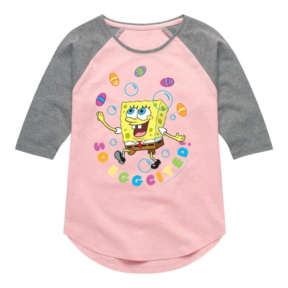 SpongeBob Squarepants - So Eggcited - Toddler And Youth Girls Raglan Graphic T-Shirt