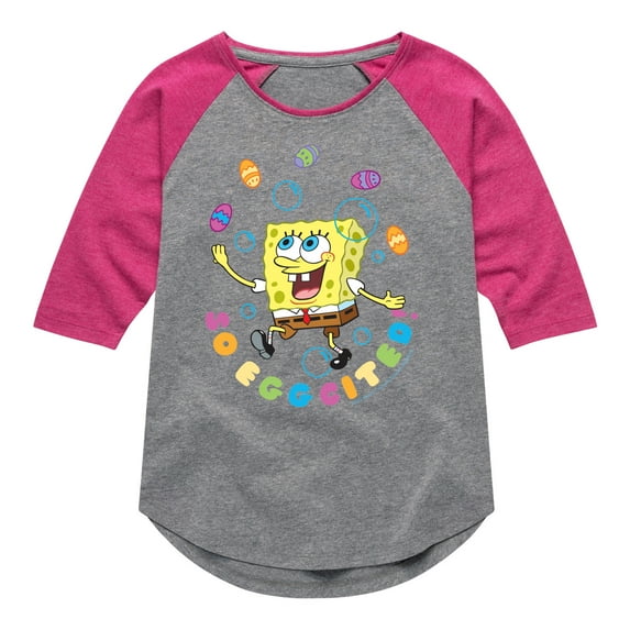 SpongeBob Squarepants - So Eggcited - Toddler And Youth Girls Raglan Graphic T-Shirt