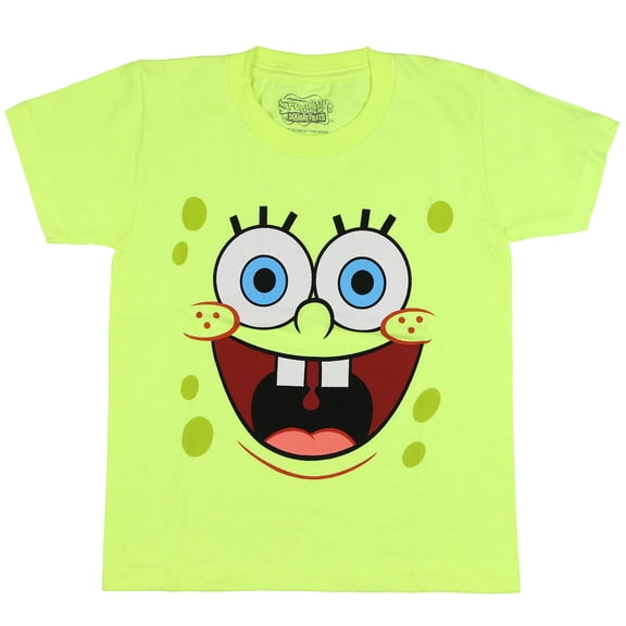 SpongeBob Squarepants T-Shirt Boy's Neon Big Face Short Sleeve Graphic Top