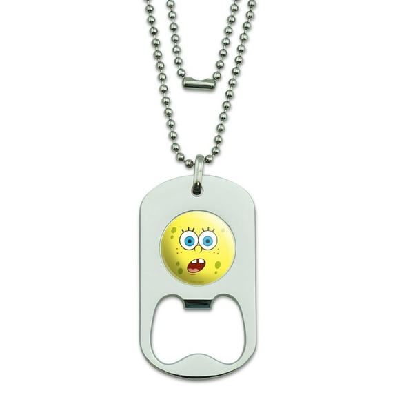 SpongeBob Surprise Face Military Dog Tag Bottle Opener Pendant