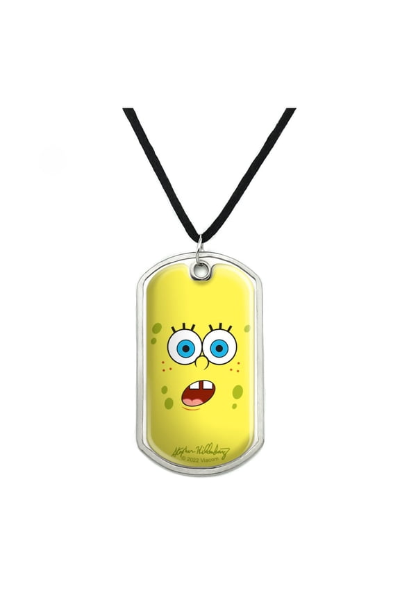 SpongeBob Surprise Face Military Dog Tag Pendant Necklace with Cord