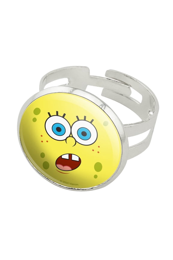 SpongeBob Surprise Face Silver Plated Adjustable Novelty Ring