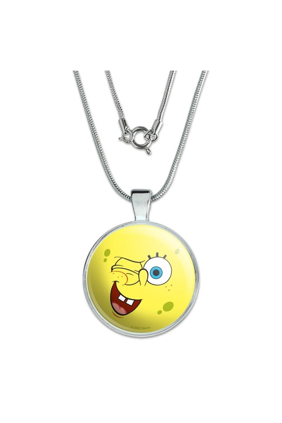 SpongeBob Winking Face 1" Pendant with Sterling Silver Plated Chain