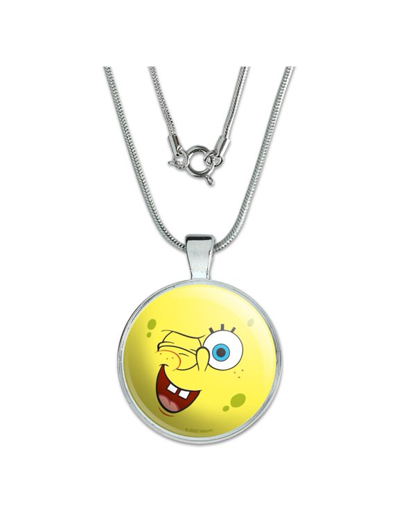 SpongeBob Winking Face 1" Pendant with Sterling Silver Plated Chain