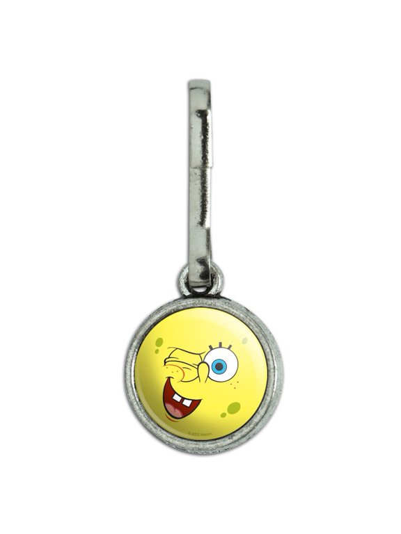 SpongeBob Winking Face Antiqued Charm Clothes Purse Suitcase Backpack Zipper Pull Aid