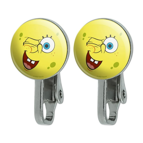 SpongeBob Winking Face Novelty Clip-On Stud Earrings