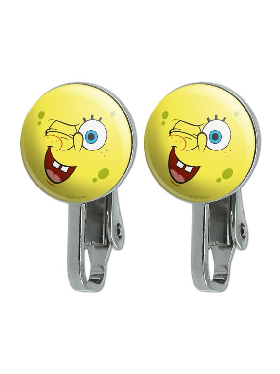 SpongeBob Winking Face Novelty Clip-On Stud Earrings