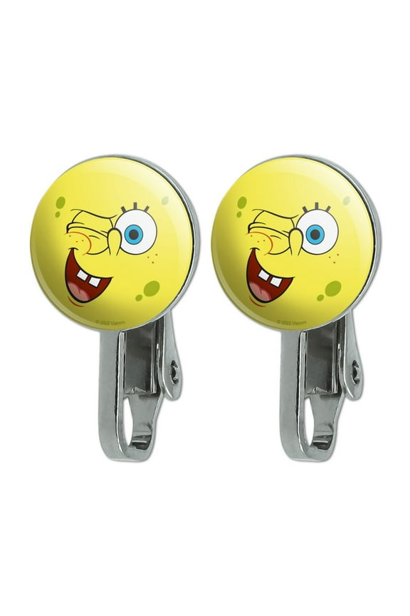 SpongeBob Winking Face Novelty Clip-On Stud Earrings