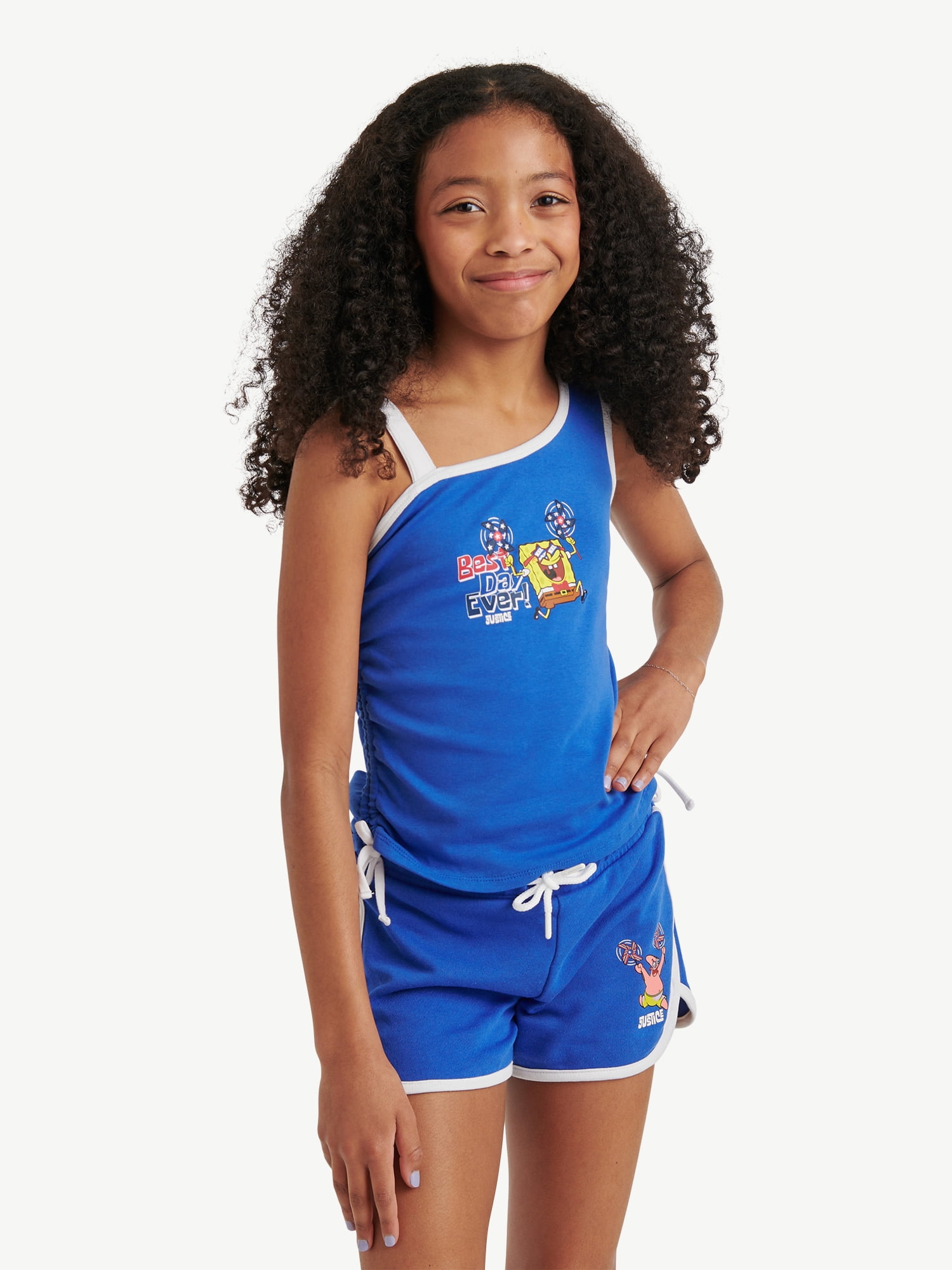Spongebob X Justice Americana Collab Girls One Shoulder Tank, Sizes XS - XLP