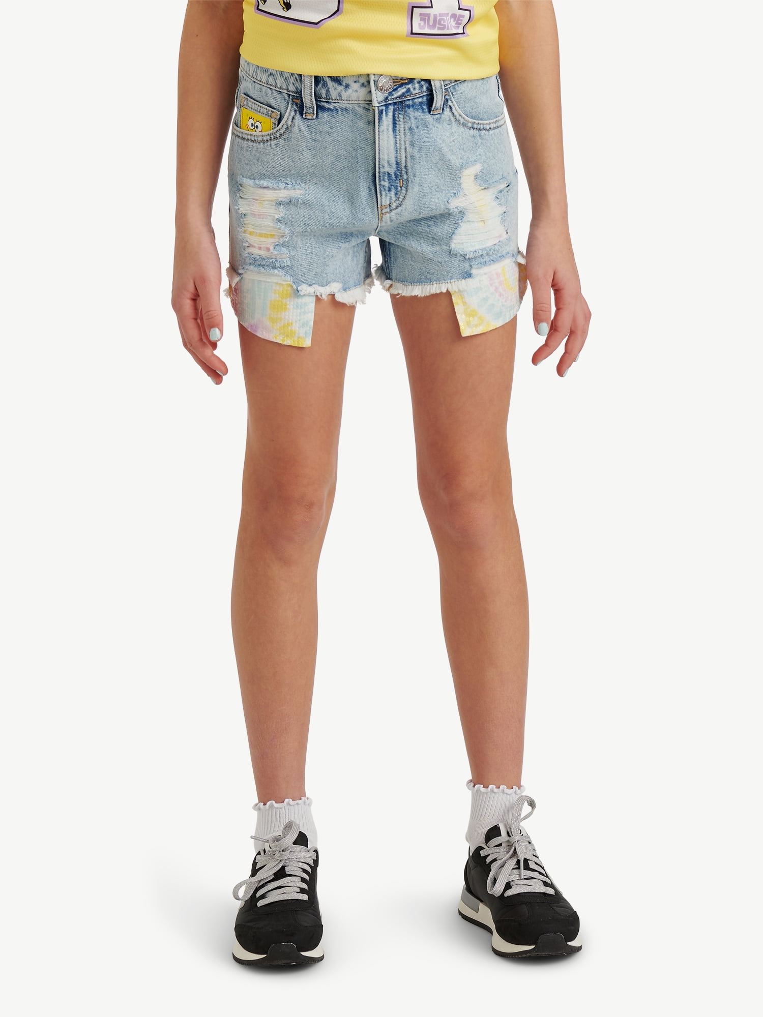 SpongeBob X Justice Girls Sequin Denim Short, Sizes 6-18, Slim & Plus
