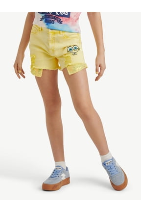 SpongeBob X Justice Girls Sequin Denim Short, Sizes 6-18, Slim & Plus