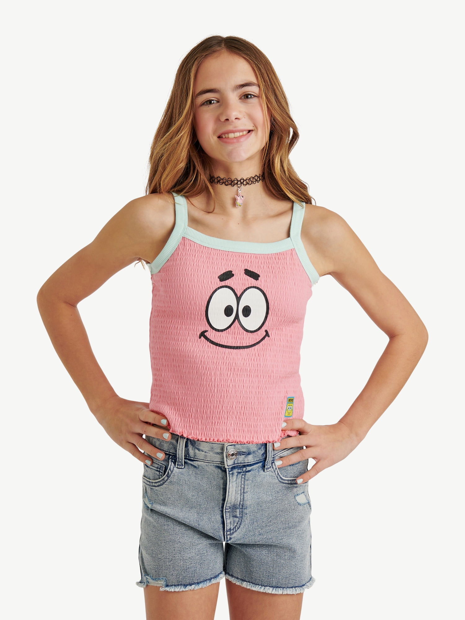 SpongeBob X Justice Girls Smocked Tank, Sizes XS - XLP