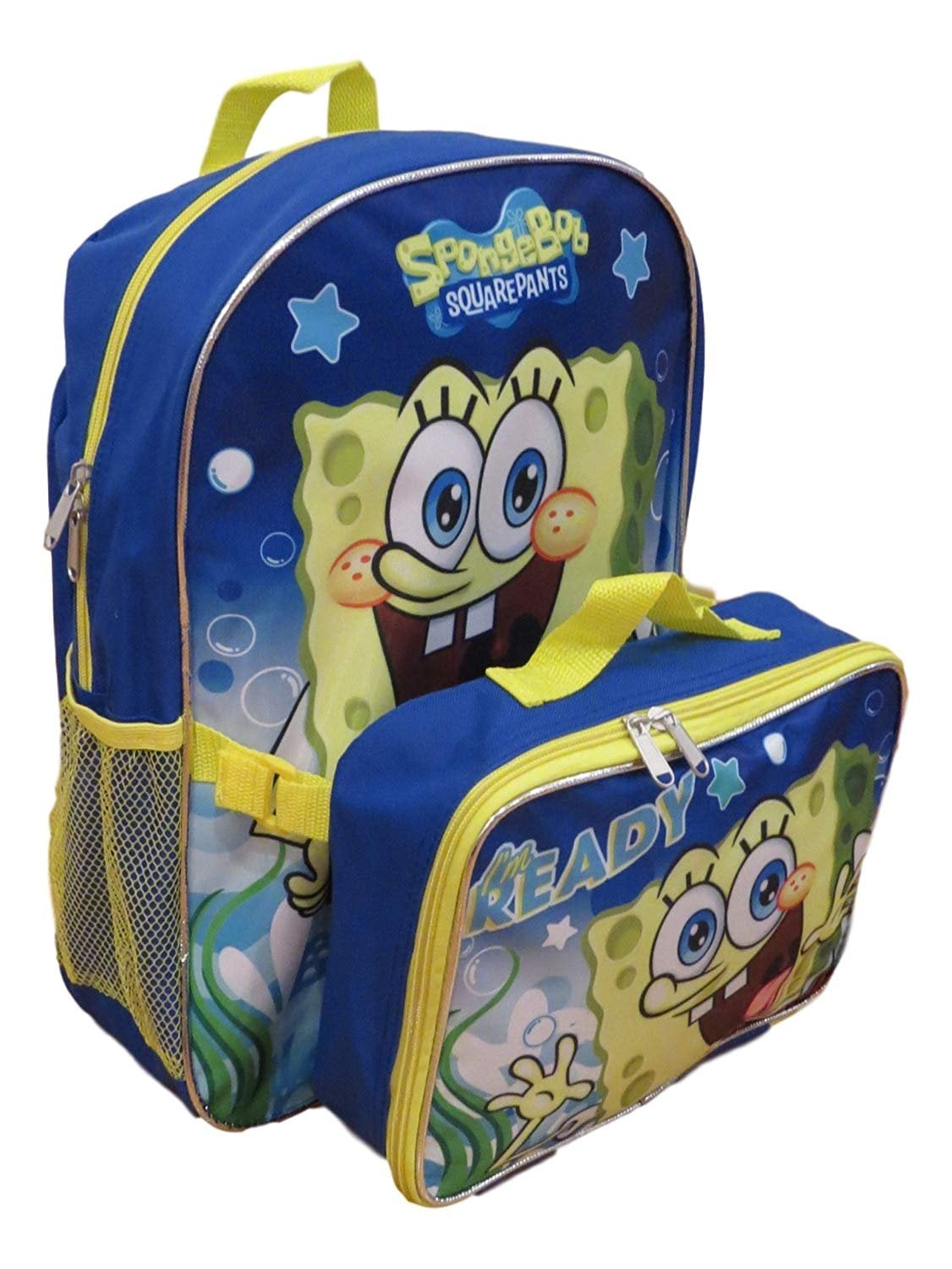 Spongebob Backpack with Lunch Box Set - Bundle with Spongebob SquarePants Backpack for Kids, Spongebob Lunch Box, Stickers, Stationery, Water Bottle