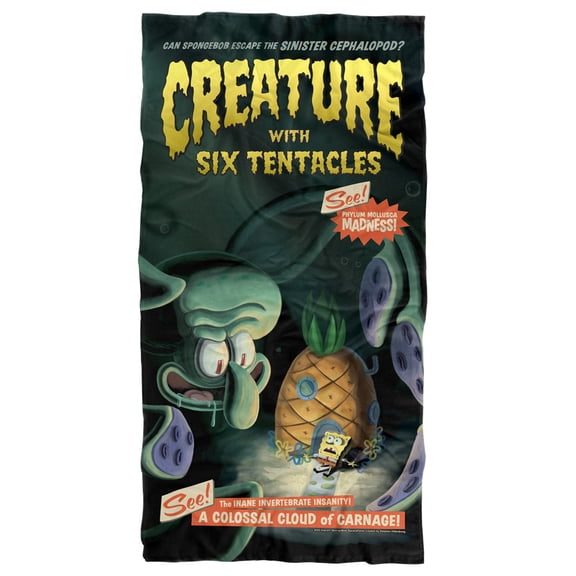 Spongebob, 30'x60' Creature with Six Tentacles Beach Towel