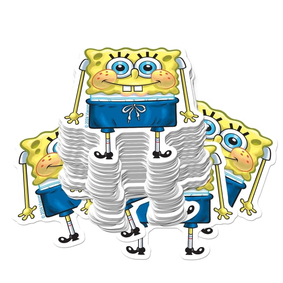 Spongebob Adorable Shorts Expression Sticker Pack 100ct – Die Cut Vinyl Large Deluxe Variety Set for Laptop, Water Bottle, Scrapbooking, Tablet & Indoor/Outdoor Use