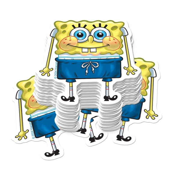 Spongebob Adorable Shorts Expression Sticker Pack 50ct Stacked  Die Cut Vinyl Large Deluxe Variety Set for Laptop, Water Bottle, Scrapbooking, Tablet & Indoor/Outdoor Use