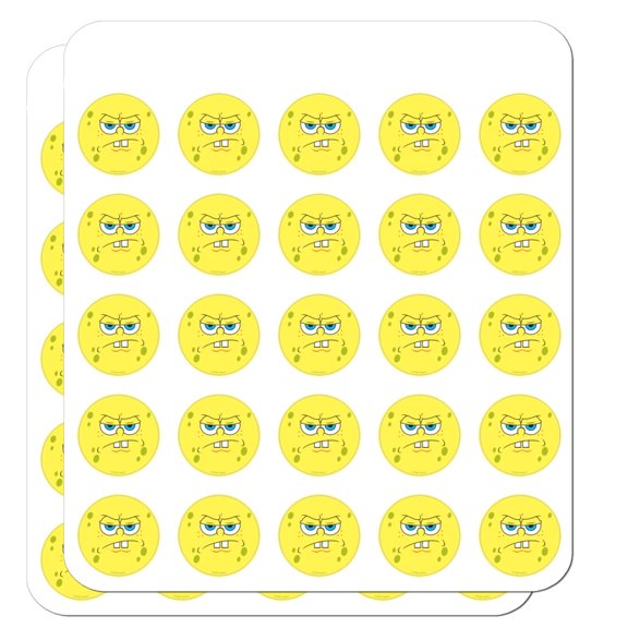 Spongebob Angry Face 1" Planner Calendar Scrapbooking Crafting Clear Stickers