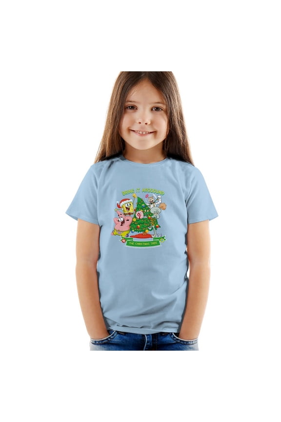Spongebob Aroooound The Christmas Tree Patrick Kids T Shirt for Youth Toddler Boys and Girls