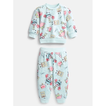 Hello Kitty SpongeBob SquarePants Baby Boys Fleece Sweatshirt and Pants Set, 2 Piece, Sizes 0/3M-24M