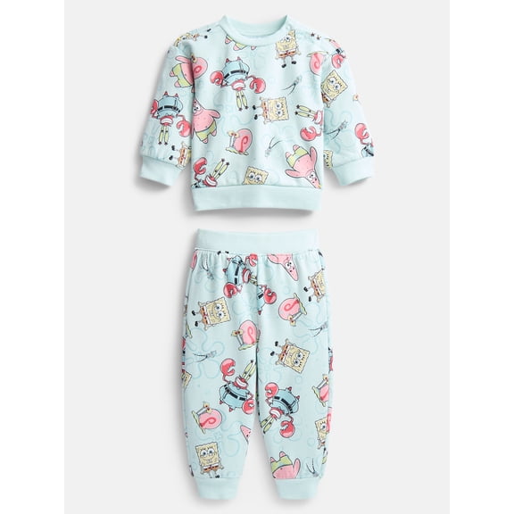 SpongeBob SquarePants Baby Boys Fleece Sweatshirt and Pants Set, 2 Piece, Sizes 0/3M-24M