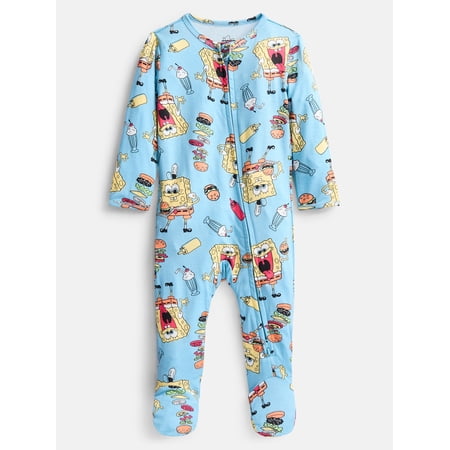 Monster SpongeBob SquarePants Baby Boys Sleep Footed One-Piece, Sizes 0M-24M