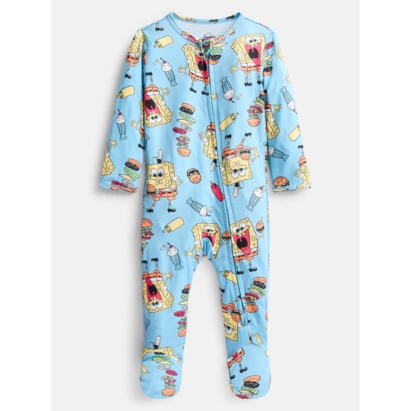 SpongeBob SquarePants Baby Boys Sleep Footed One-Piece, Sizes 0M-24M